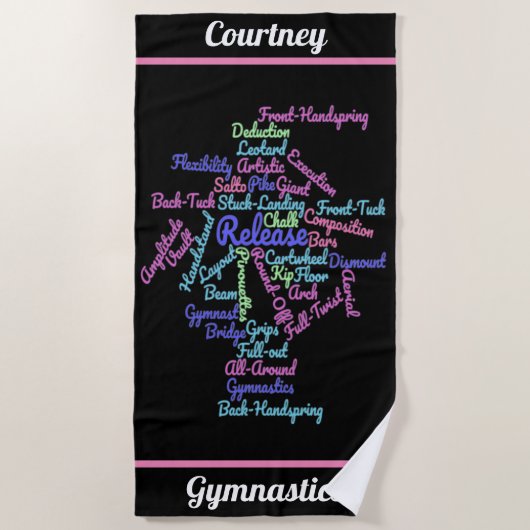 Gymnastiek Word Cloud Strandlaken (Voorkant)