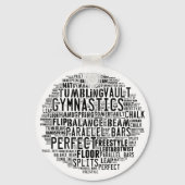 Gymnastiek Word Cloud Tumbling Sleutelhanger (Voorkant)
