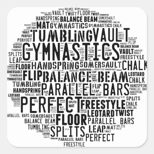 Gymnastiek Word Cloud Tumbling Vierkante Sticker (Voorkant)
