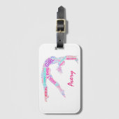 Gymnastiek Word Cloud w / Naam Bagagelabel (Voorkant (verticaal))