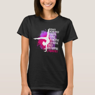Gymnastiek Word Splatter Verf Gymnast Graphic Tum T-shirt