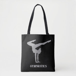 Gymnastiek Zilveren Glitter Gepersonaliseerd Tote Bag