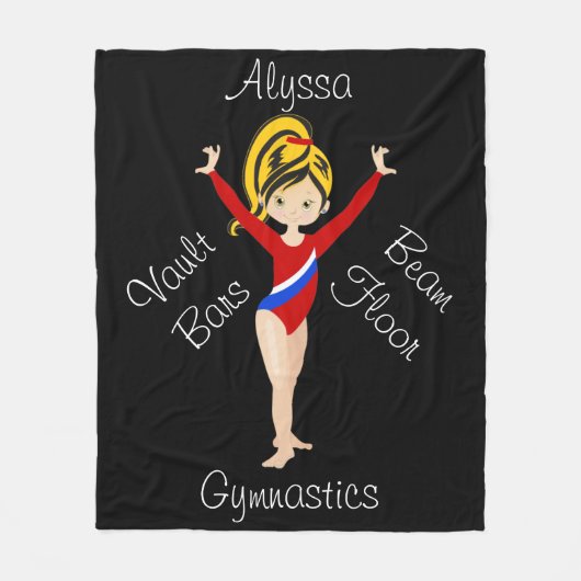 Gymnastiek zwart / Blonde, Hazel Eyes, Red Leotard Fleece Deken (Voorkant)