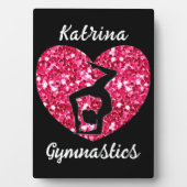 Gymnastiek Zwart en Heet Roze Gepersonaliseerd Fotoplaat (voorkant)