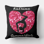 Gymnastiek Zwart en Heet Roze Gepersonaliseerd Kussen (Achterkant)