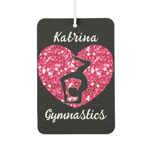 Gymnastiek Zwart en Heet Roze Gepersonaliseerd Luchtverfrisser (Voorkant)