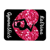 Gymnastiek Zwart en Heet Roze Gepersonaliseerd Magneet (Horizontaal)