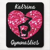 Gymnastiek Zwart en Heet Roze Gepersonaliseerd Muismat (Voorkant)