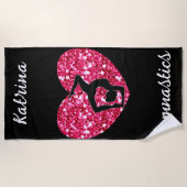 Gymnastiek Zwart en Heet Roze Gepersonaliseerd Strandlaken (Voorkant)