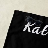 Gymnastiek Zwart en Heet Roze Gepersonaliseerd Strandlaken (In situ)