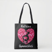 Gymnastiek Zwart en Heet Roze Gepersonaliseerd Tote Bag (Voorkant)