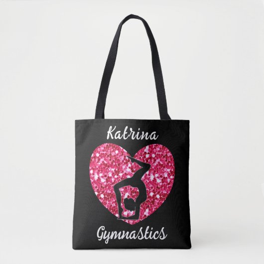 Gymnastiek Zwart en Heet Roze Gepersonaliseerd Tote Bag (Voorkant)