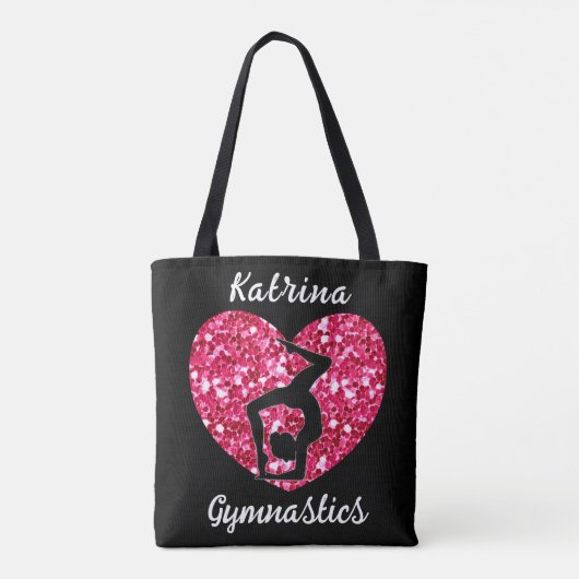 Gymnastiek Zwart en Heet Roze Gepersonaliseerd Tote Bag (Achterkant)
