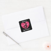 Gymnastiek Zwart en Heet Roze Gepersonaliseerd Vierkante Sticker (Envelop)
