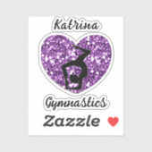 Gymnastiek Zwart en Paarse Gepersonaliseerd Sticker (Vel)