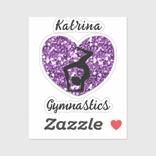 Gymnastiek Zwart en Paarse Gepersonaliseerd Sticker (Vel)