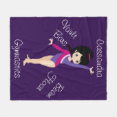 Gymnastiek Zwarte haar, blauwe ogen, Paarse leotar Fleece Deken (Voorkant (Horizontaal))