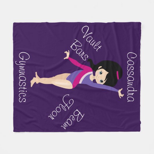 Gymnastiek Zwarte haar, blauwe ogen, Paarse leotar Fleece Deken (Voorkant (Horizontaal))