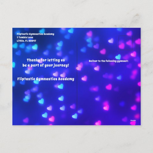 Gymnastiekacademie voor studenten Vakantie Briefka Feestdagenkaart (Achterkant)