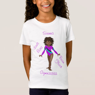 GymnastiekAfrikaans-Amerikaan, bruine ogen, Paarse T-shirt