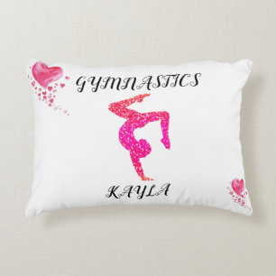 Gymnastiekgymnastiek en gepersonaliseerde harten accent kussen