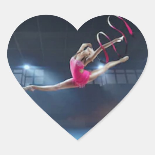 Gymnastiekhartglanzende stickers. hart sticker (Voorkant)