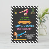 Gymnastiekjongens en meisjespartijuitnodiging kaart (Staand voorkant)