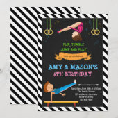 Gymnastiekjongens en meisjespartijuitnodiging kaart (Voorkant / Achterkant)