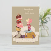 Gymnastiekkatten Sofa Cakes Wedding Kaart (Staand voorkant)