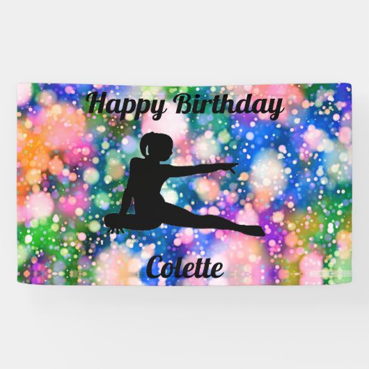Gymnastiekkleur Burst Happy Birthday Banner (Horizontaal)
