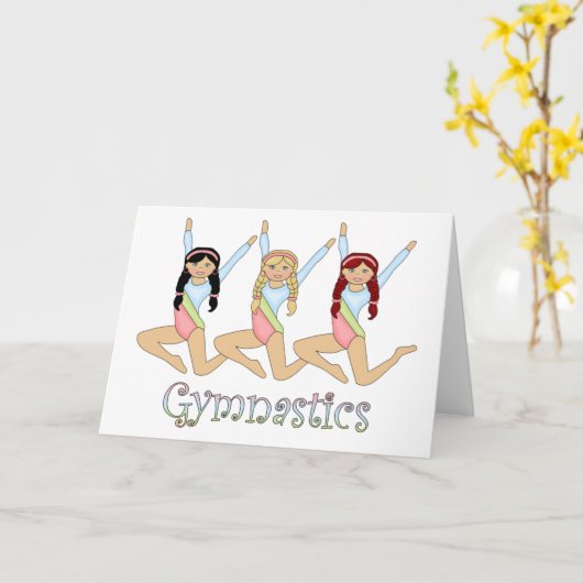 gymnastiekmeisjes kaart (Gele Bloem)