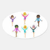 Gymnastiekmeisjes stickers met 6 gymnast (Voorkant)