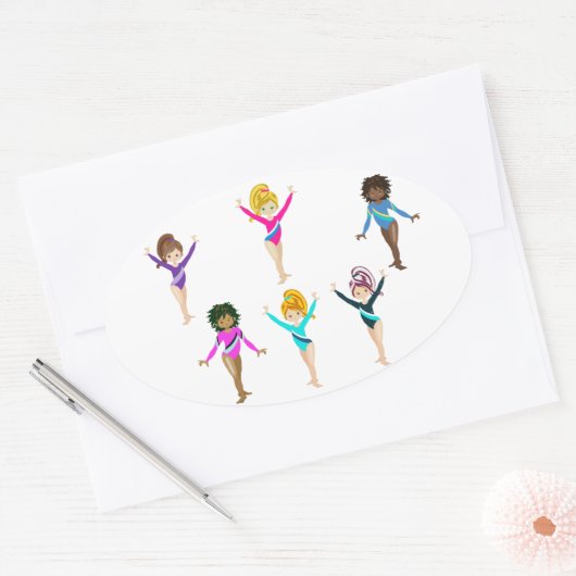 Gymnastiekmeisjes stickers met 6 gymnast (Envelop)