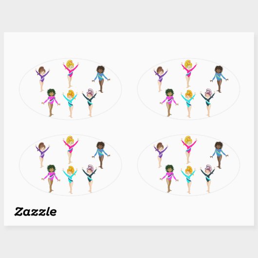 Gymnastiekmeisjes stickers met 6 gymnast (Vel)