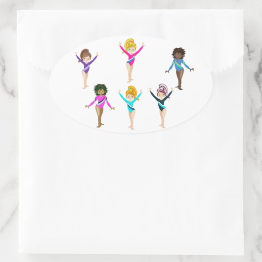 Gymnastiekmeisjes stickers met 6 gymnast (Tas)