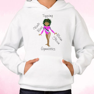 Gymnastiekpaniek, bruine ogen, Fuchsia Leotard