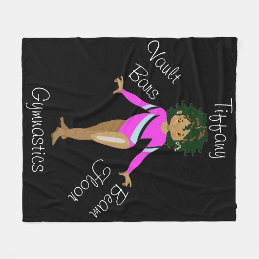 Gymnastiekpaniek, bruine ogen, Fuchsia Leotard Fleece Deken (Voorkant (Horizontaal))