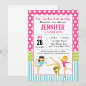 Gymnastiekpartij Birthday Uitnodiging meisjes (Voorkant / Achterkant)