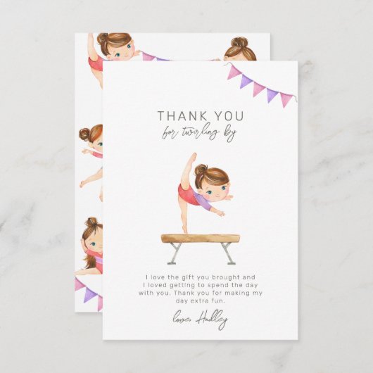 Gymnastiekpartij Dank u kaart (Voorkant / Achterkant)
