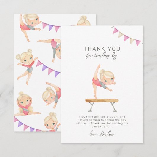 Gymnastiekpartij Dank u kaart (Voorkant / Achterkant)