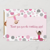 Gymnastiekpartij Flatte dank u in roze en grijs Bedankkaart (Voorkant / Achterkant)