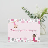 Gymnastiekpartij Flatte dank u in roze en grijs Bedankkaart (Staand voorkant)