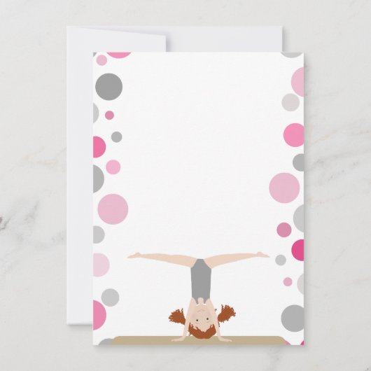 Gymnastiekpartij Flatte dank u in roze en grijs Bedankkaart (Achterkant)