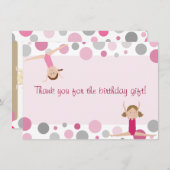 Gymnastiekpartij Flatte dank u in roze en grijs Bedankkaart (Voorkant / Achterkant)