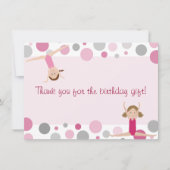 Gymnastiekpartij Flatte dank u in roze en grijs Bedankkaart (Voorkant)