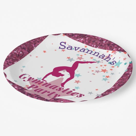 Gymnastiekpartij Glitter & Stars Papieren Bordje (Gekanteld)