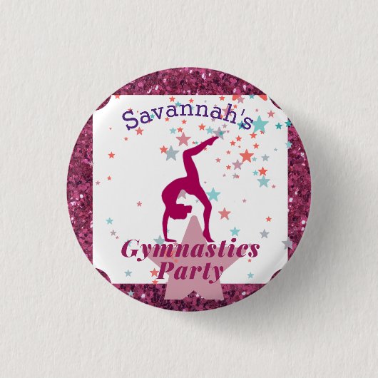 Gymnastiekpartij Glitter & Stars Ronde Button 3,2 Cm (Voorkant)
