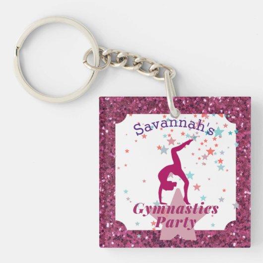Gymnastiekpartij Glitter & Stars Sleutelhanger (voorkant)