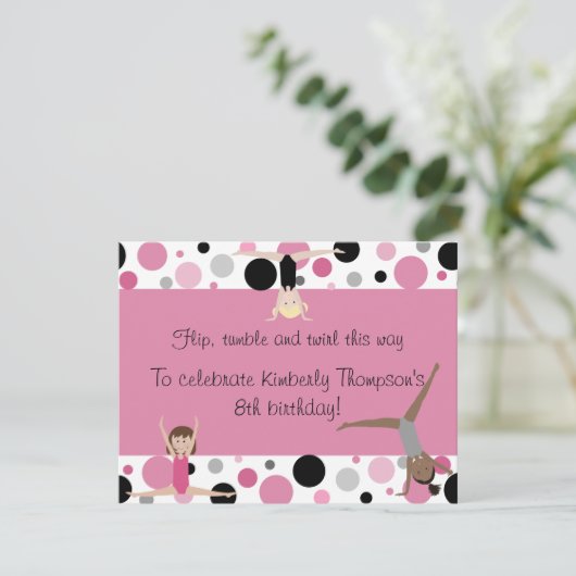 Gymnastiekpartij in roze, grijs en zwart kaart (Staand voorkant)