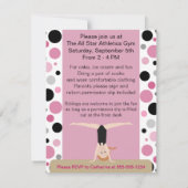 Gymnastiekpartij in roze, grijs en zwart kaart (Achterkant)